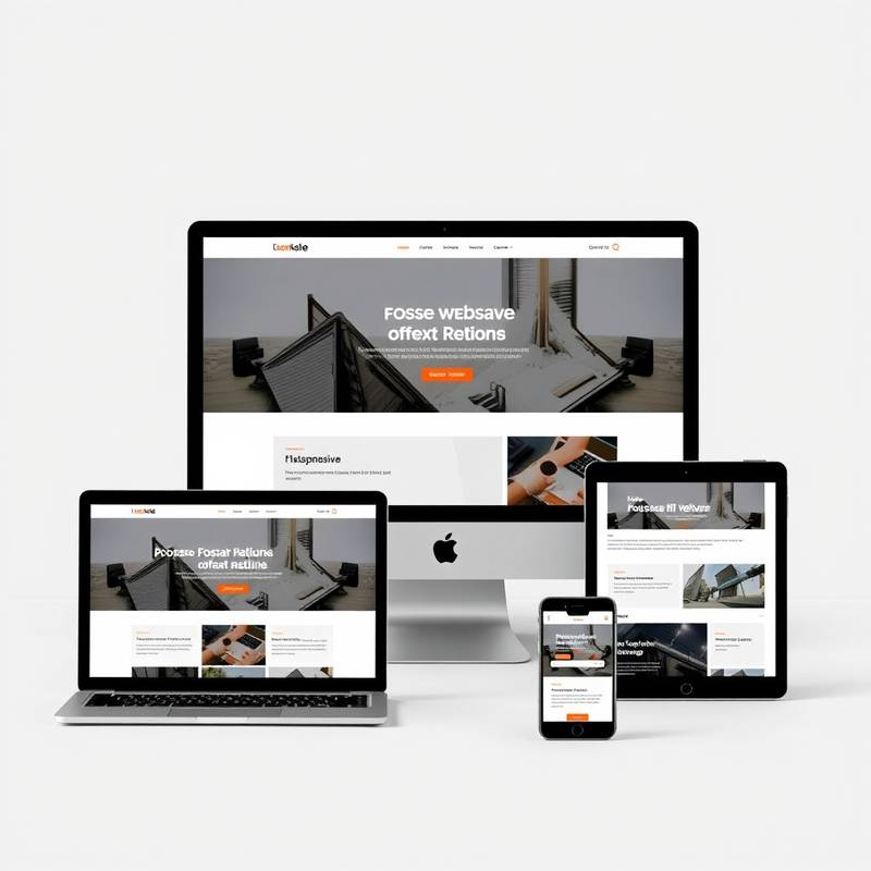 Mockup of a responsive website design on various devices (desktop, tablet, mobile).