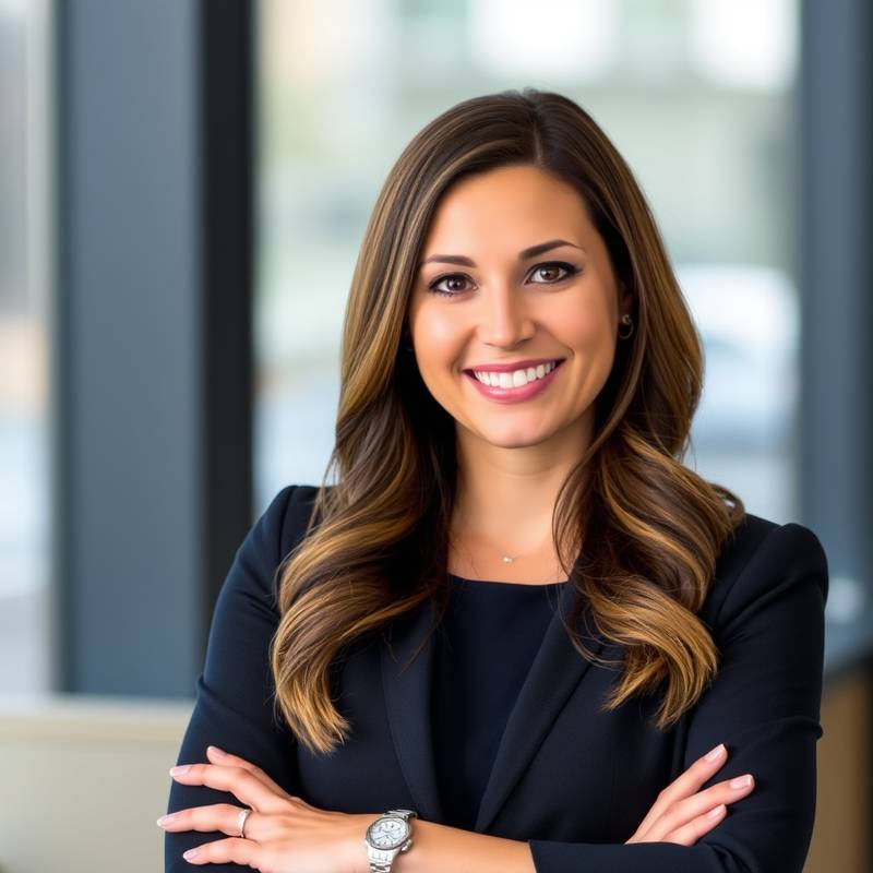 Portrait of Svetlana Morozova, the Marketing Director at Apex Digital, smiling warmly.