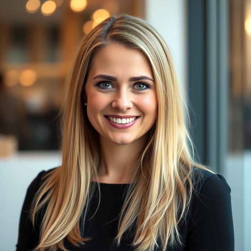 Portrait of Svetlana Morozova, the Marketing Director at Apex Digital, smiling warmly.
